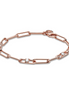 Pandora Moments Rose Link Chain And Stones Bracelet Size 18