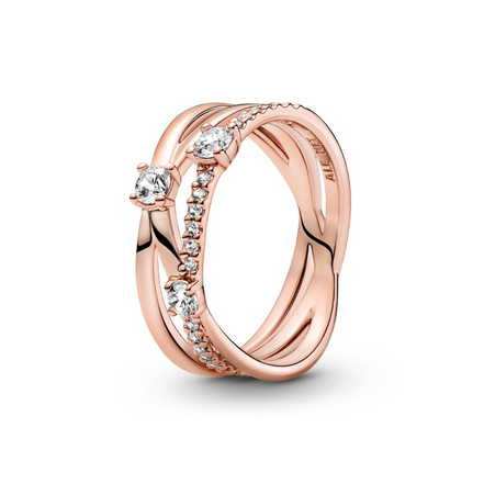 Pandora Timeless Sparkling Triple Band Ring Size 6