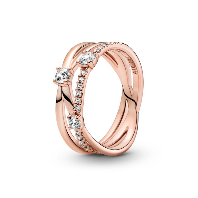 Pandora Timeless Sparkling Triple Band Ring Size 6