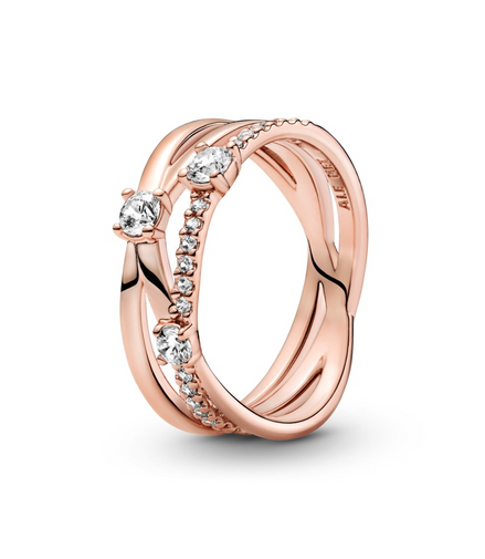 Pandora Timeless Sparkling Triple Band Ring Size 7