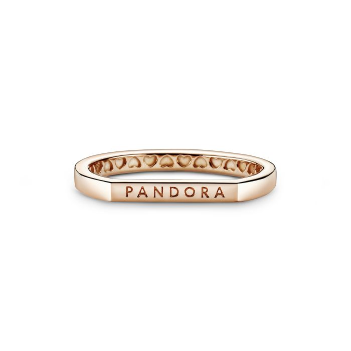 Pandora Momenrts Rose Logo Bar Stacking Ring Size 7