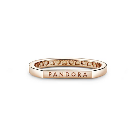 Pandora Momenrts Rose Logo Bar Stacking Ring Size 7