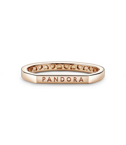 Pandora Momenrts Rose Logo Bar Stacking Ring Size 7