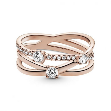 Pandora Timeless Sparkling Triple Band Ring Size 6