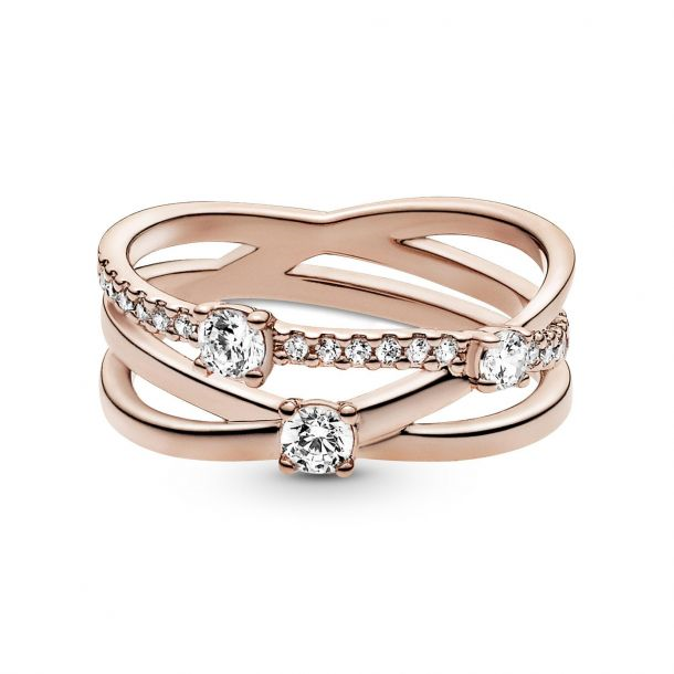 Pandora Timeless Sparkling Triple Band Ring Size 6