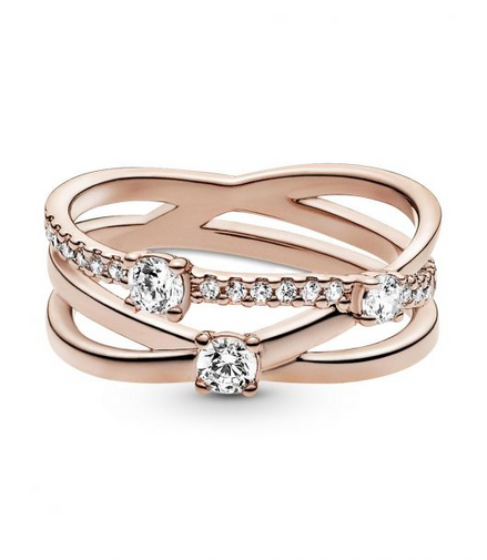 Pandora Timeless Sparkling Triple Band Ring Size 6