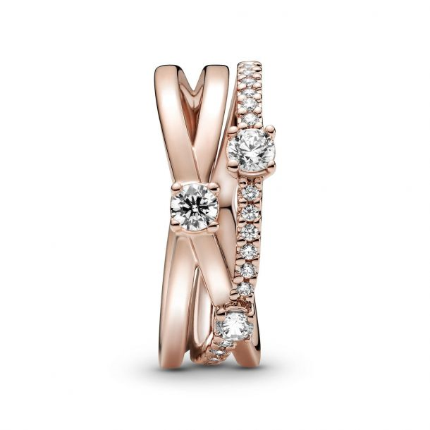 Pandora Timeless Sparkling Triple Band Ring Size 6