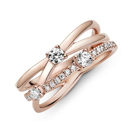 Pandora Timeless Sparkling Triple Band Ring Size 6