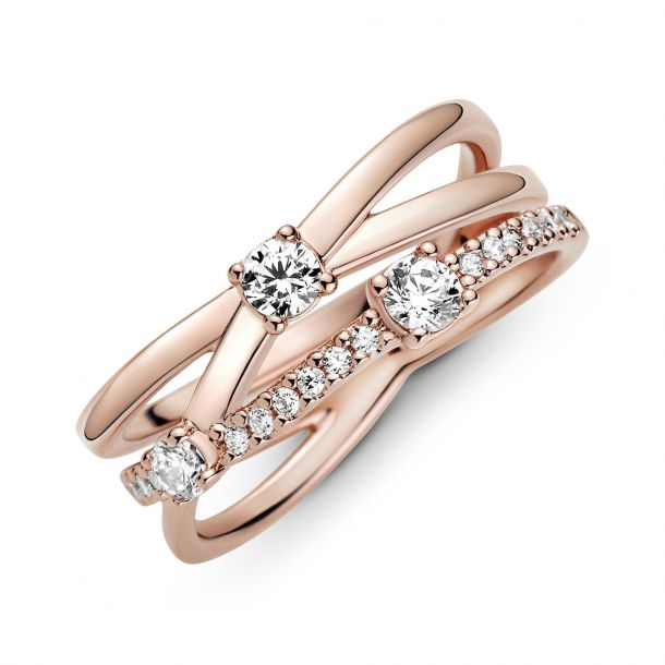 Pandora Timeless Sparkling Triple Band Ring Size 6