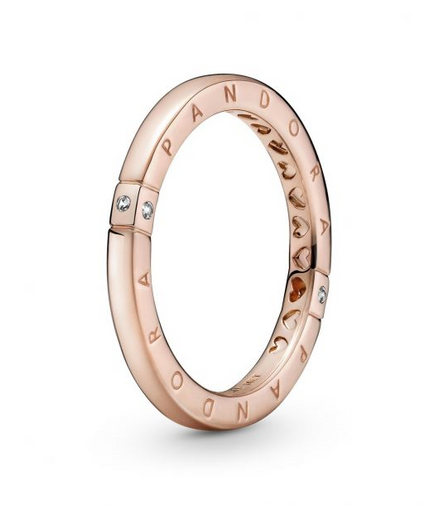 Pandora Signature Logo & Hearts Ring Size 7