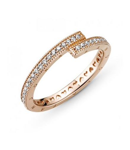 Pandora Signature Rose Sparkling Overlapping Ring Size 6