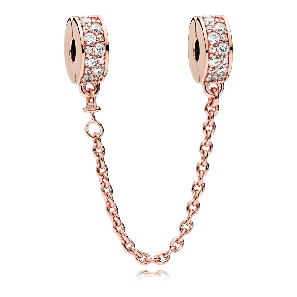 Pandora Moments Clear Pavé Safety Chain Clip Charm