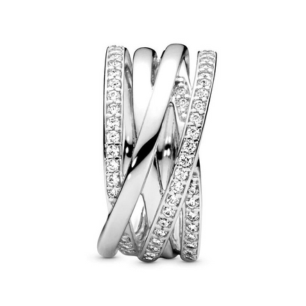 Pandora Timeless Sparkling And Polished Lines Ring Size 5