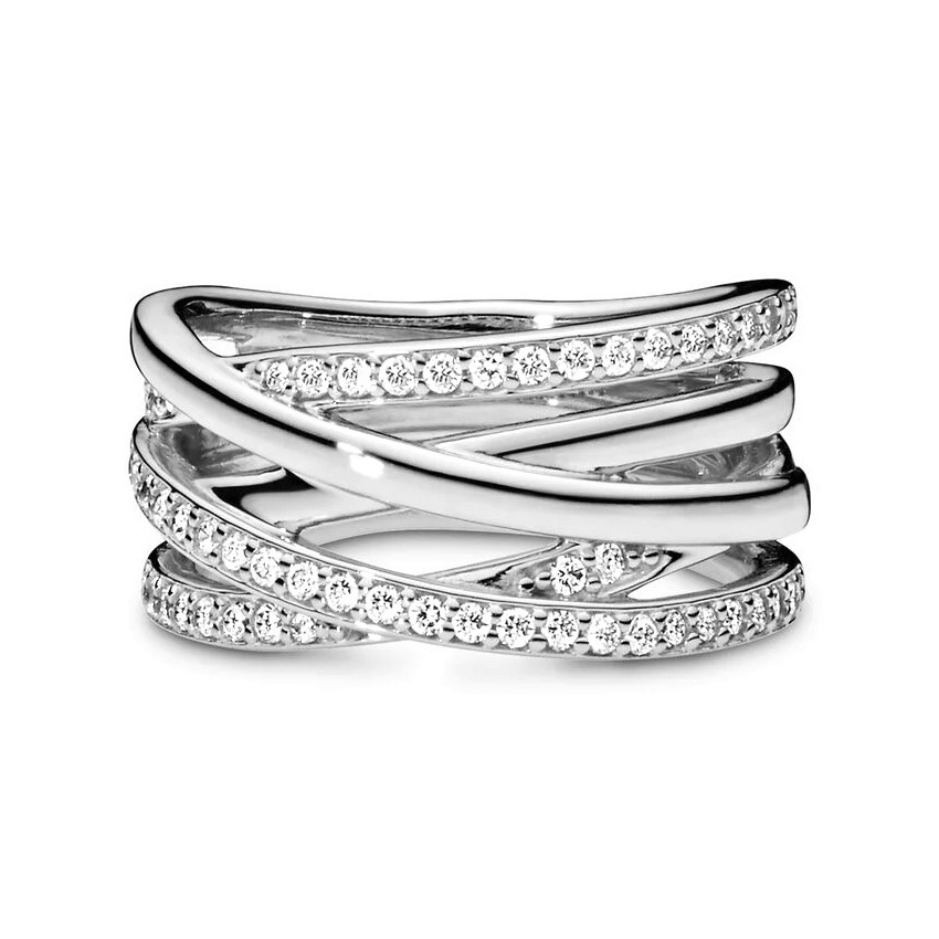 Pandora Timeless Sparkling And Polished Lines Ring Size 5