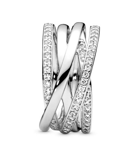 Pandora Timeless Sparkling And Polished Lines Ring Size 7.5