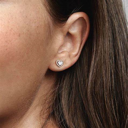 Pandora Timeless Rose Sparkling Elevated Heart Stud Earrings