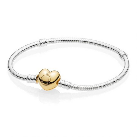 Pandora Moments Snake Bracelet With Logo Heart Clasp Size 16