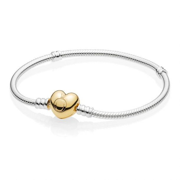 Pandora Moments Snake Bracelet With Logo Heart Clasp Size 16