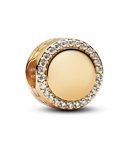Pandora Moments Engravable Sparkling Button Charm