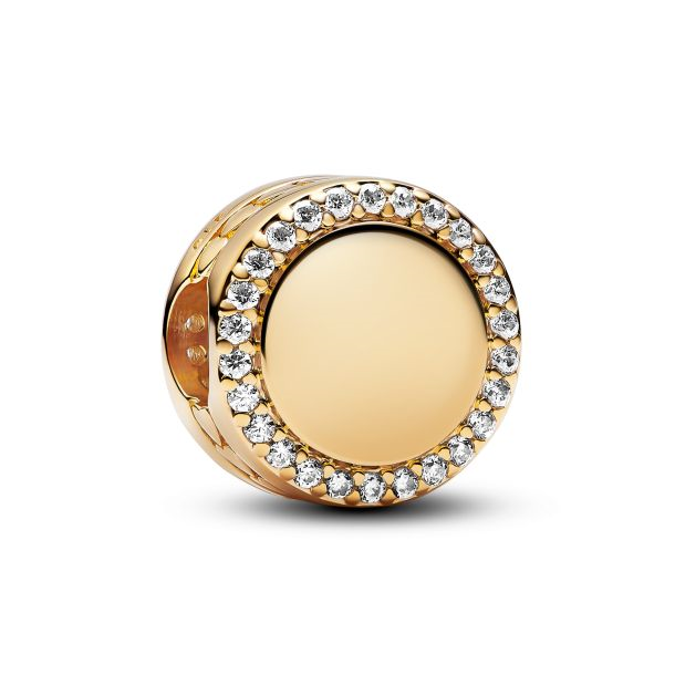 Pandora Moments Engravable Sparkling Button Charm