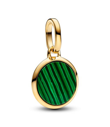 Pandora ME/Moments Green Engravable Gold-Plated Mini Medallion Charm