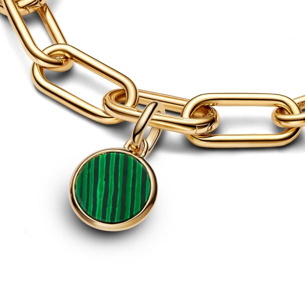 Pandora ME/Moments 14K Gold-Plated Green Engravable Mini Medallion Charm