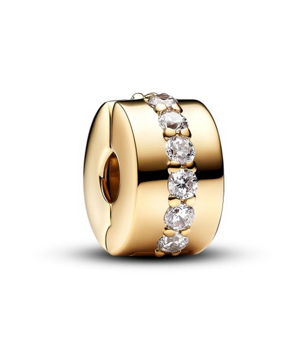 Pandora Timeless Clear Sparkling Row Clip Gold-Plated Charm