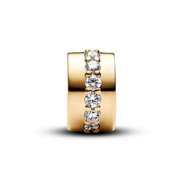 Pandora Timeless Clear Sparkling Row Clip Gold-Plated Charm