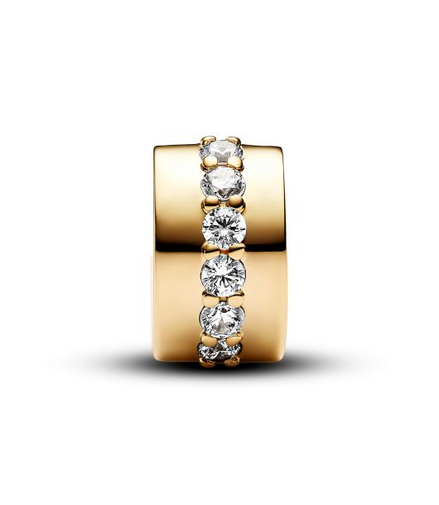 Pandora Timeless Clear Sparkling Row Clip Gold-Plated Charm