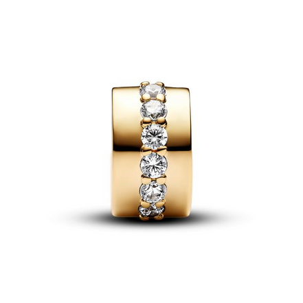 Pandora Timeless Clear Sparkling Row Clip Gold-Plated Charm