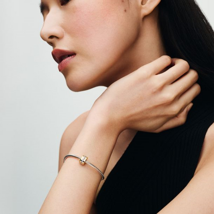 Pandora Timeless Clear Sparkling Row Clip Gold-Plated Charm