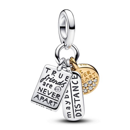 Pandora ME/Moments Silver 14K Gold-Plated Friendship Triple Dangle Charm