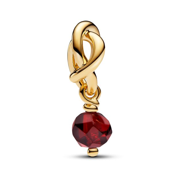 Pandora Moments January Birthstone Faceted Red Eternity Circle Dangle Charm