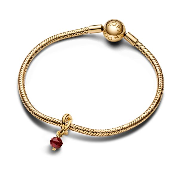 Pandora Moments January Birthstone Faceted Red Eternity Circle Dangle Charm