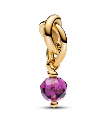 Pandora Moments 14K Gold-Plated February Faceted Purple Eternity Circle Dangle Charm
