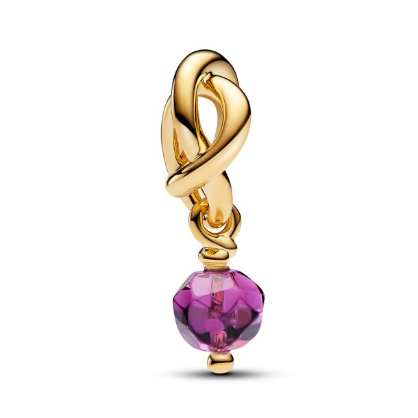 Pandora Moments 14K Gold-Plated February Faceted Purple Eternity Circle Dangle Charm