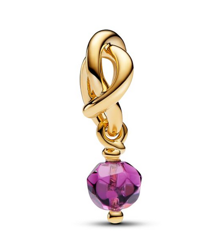 Pandora Moments 14K Gold-Plated February Faceted Purple Eternity Circle Dangle Charm