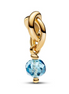 Pandora Moments 14K Gold-Plated March Faceted Sea Aqua Blue Eternity Circle Dangle Charm
