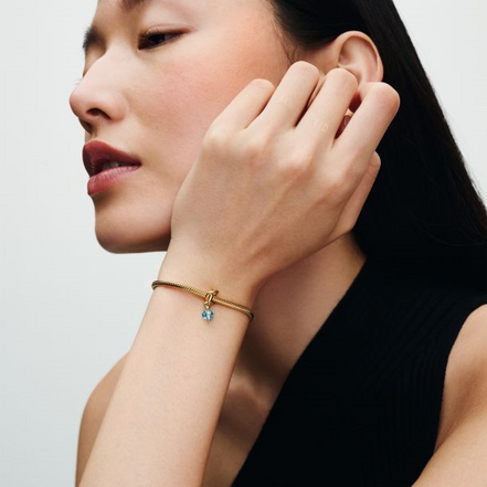 Pandora Moments March Faceted Sea Aqua Blue Eternity Circle Dangle Charm