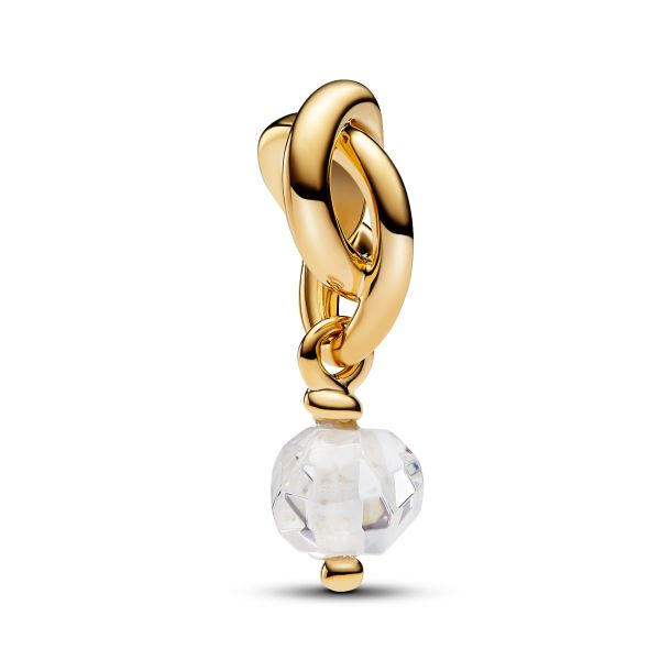 Pandora Moments 14K Gold-Plated April Faceted Clear Eternity Circle Dangle Charm