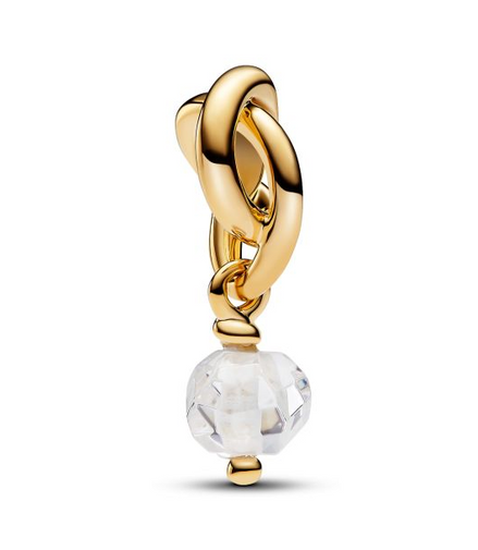 Pandora Moments 14K Gold-Plated April Faceted Clear Eternity Circle Dangle Charm