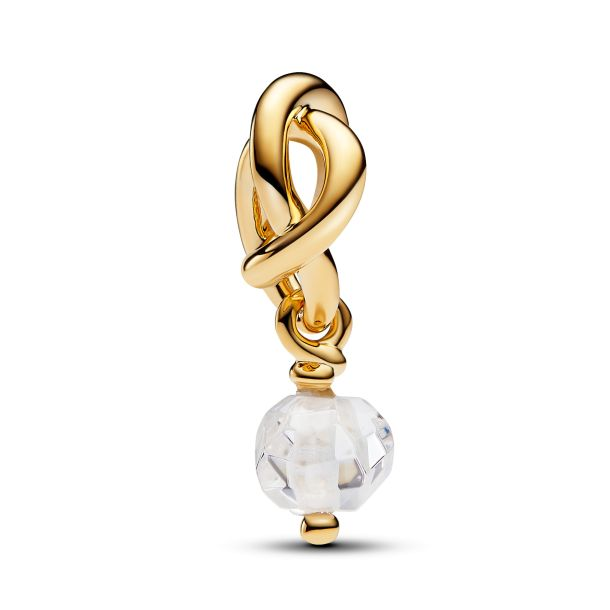 Pandora Moments 14K Gold-Plated April Faceted Clear Eternity Circle Dangle Charm