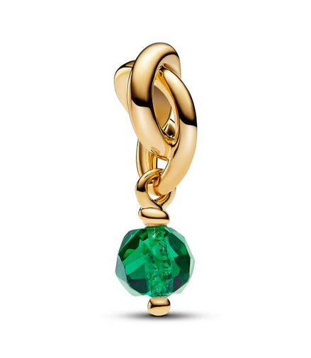 Pandora Moments 14K Gold-Plated May Faceted Green Eternity Circle Dangle Charm