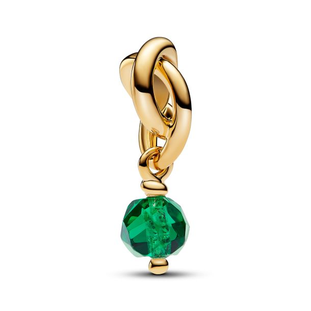 Pandora Moments 14K Gold-Plated May Faceted Green Eternity Circle Dangle Charm