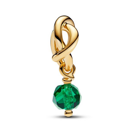 Pandora Moments 14K Gold-Plated May Faceted Green Eternity Circle Dangle Charm