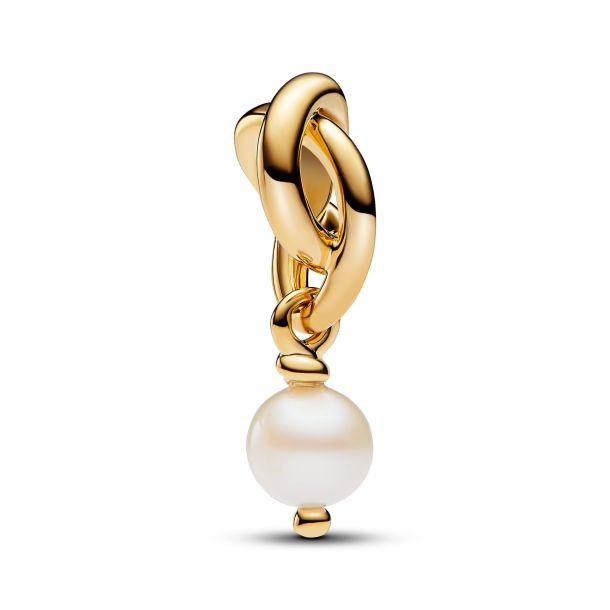 Pandora Moments 14K Gold-Plated June Treated Freshwater Cultured Pearl Eternity Circle Dangle Charm