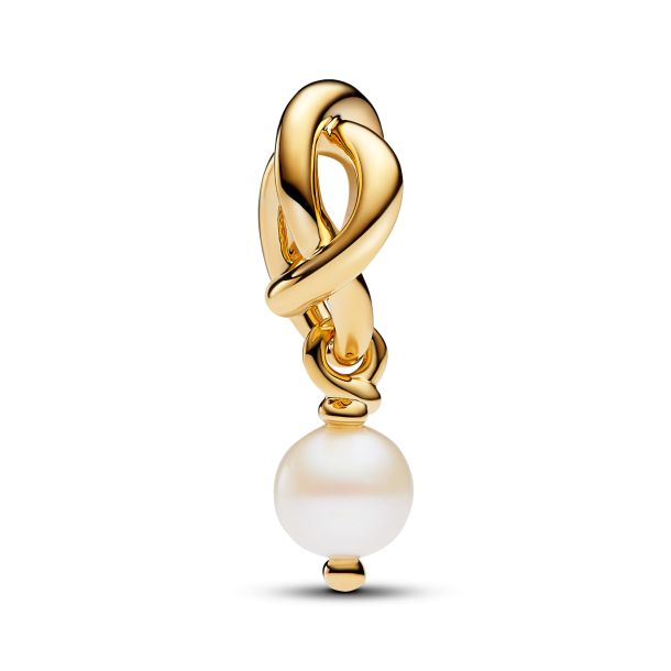 Pandora Moments 14K Gold-Plated June Treated Freshwater Cultured Pearl Eternity Circle Dangle Charm