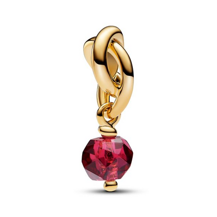 Pandora Moments 14K Gold-Plated July Faceted True Red Eternity Circle Dangle Charm