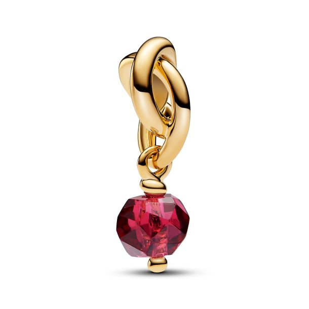 Pandora Moments 14K Gold-Plated July Faceted True Red Eternity Circle Dangle Charm