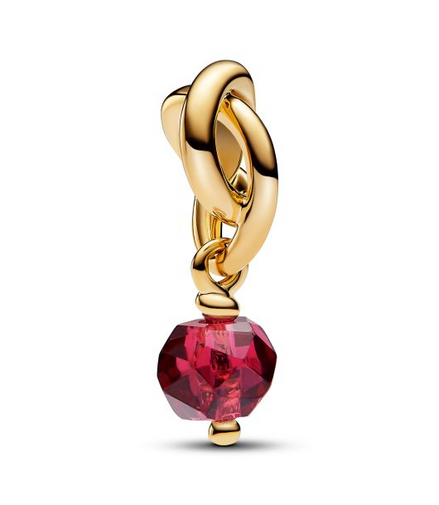 Pandora Moments 14K Gold-Plated July Faceted True Red Eternity Circle Dangle Charm